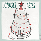 Chat festif orn&eacute;e de guirlandes de No&euml;l